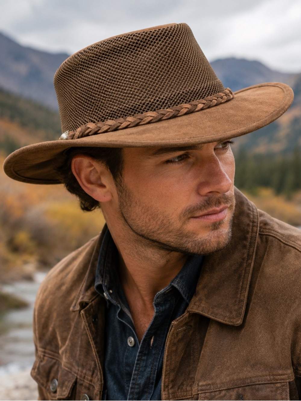 Henschel Hat Company Wrangler Outdoor Explorer Hat Brown Suede Leather Size XL
